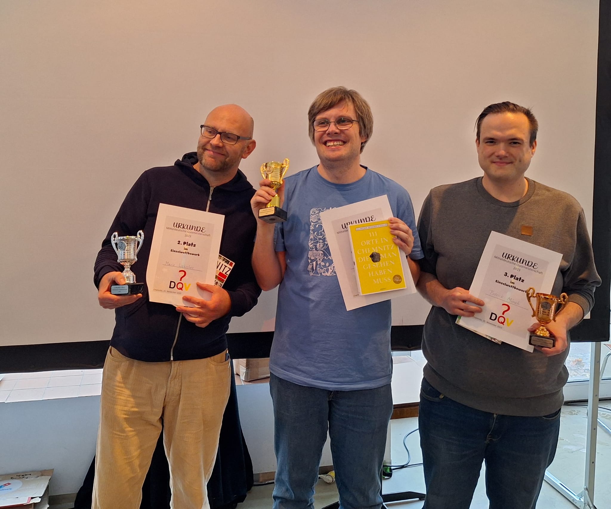 Einzel MQM 2023: (v.l.n.r.) Mario Liebscher (2. Platz), Steffen Löwe (Sieger) und Patrick Münch (3. Platz)